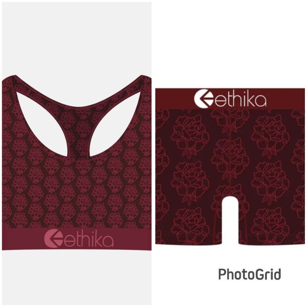 Ethika Girls Burgundy Sports Bra and Shorts YS(6-8)